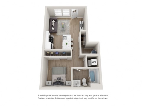 Floor plan for studio, 618 sqft